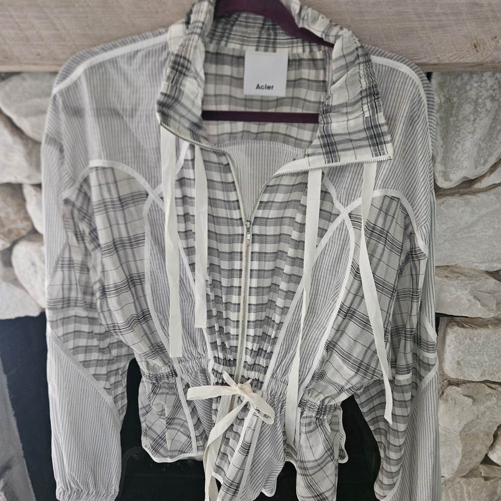 Acler Black and White Plaid Top